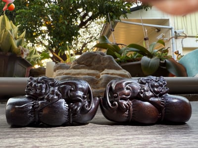 臥財不洩，富貴自來 印度小葉紫檀金星老料純手工雕刻【臥財貔貅】2