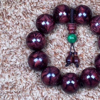 海南黃花梨野生紫油梨 X紋對眼鬼臉25mm手珠 重量75.8克2