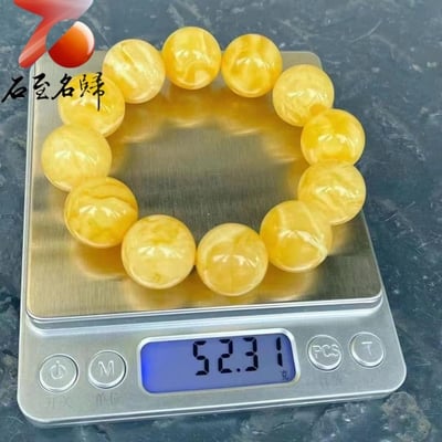 20mm+精品俄料滿蜜黃妖花圓珠手串8