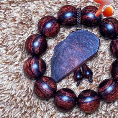 臻藏 海南黃花梨 紫油梨沉水老料20mm手珠 重量55.8克2