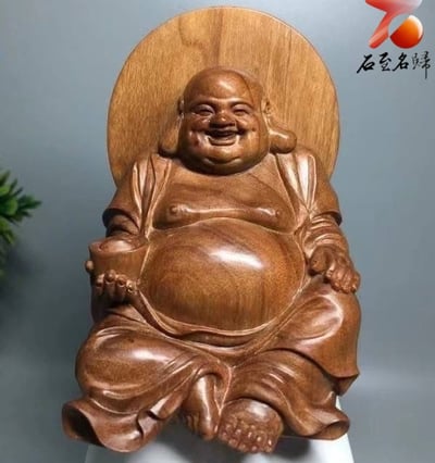 天然野生 印度邁索爾老山檀香 頂級黑肉沉水去心二膘料【彌勒佛】5