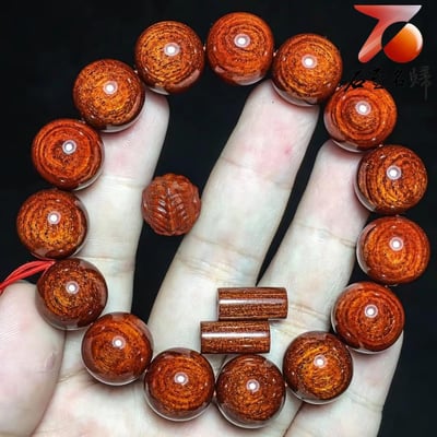 印度小葉紫檀15mm×15顆爆滿超級龍鱗紋+多金星【貔貅】10