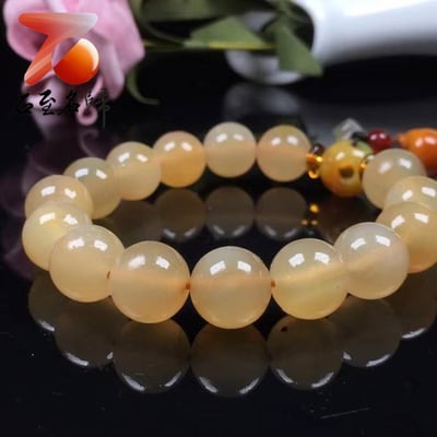 正宗純天然羊角 西藏羊角12mmx15顆 20mmx12顆圓珠手串冰種全透黃料帶血 附保養橄欖油與收藏禮盒3