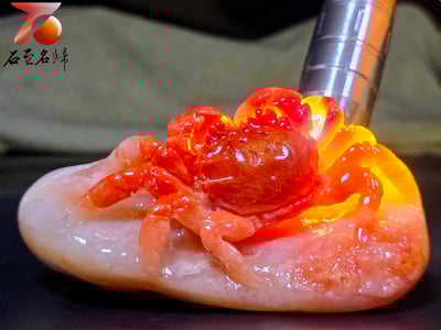 老撾高山石手工精雕 張國民老師作品【步步高升，八方來財】8