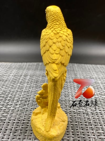 黃楊木精雕擺件【鸚鵡】木雕鸚鵡 高12.5公分5