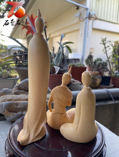 台灣現貨 實體店鋪 雲南大葉黃楊精雕作品【北魏佛套組】4