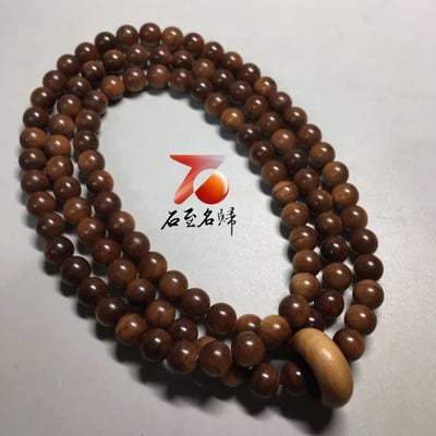 頂級高貨｜天然 印度邁索爾正區老山檀香 虎皮紋爆黑肉 沉水級 7mmx108念珠3