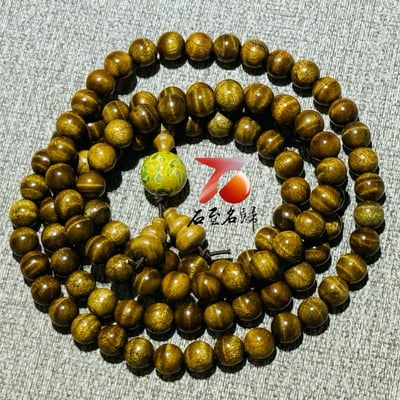 天然 嚴選金絲楠木小葉楨楠老料爆滿水波紋 8mm×108顆手串7