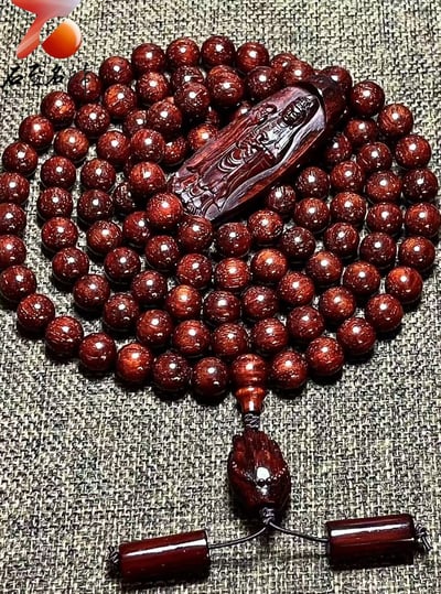 限量3條極品 印度小葉紫檀雞血紅爆滿粗金星10mm×108顆手串7