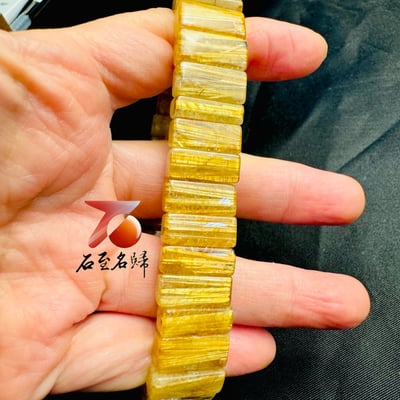 一物一拍｜天然巴西順絲鈦晶水晶手排 寬15.5mm 手圍18公分2