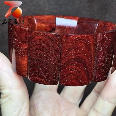 帝王之木印度小葉紫檀老料爆滿金星  高油密 玻璃底【手牌/手串】5