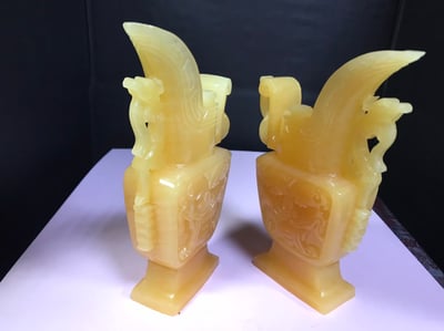 中華文化復刻 【金凍石酒樽ㄧ對】2