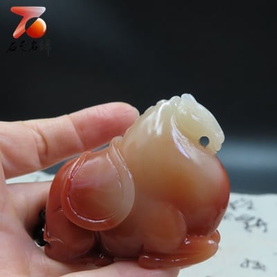 撾結晶朱砂石【唐馬手把件】1