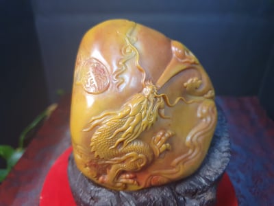 寮國田黃石系列【龍戲珠】4