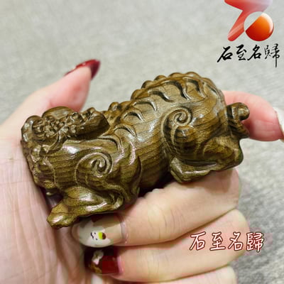 天然金絲楠木小葉楨楠｜嚴選烏木老料（陰沉綠料）【招財貔貅】3