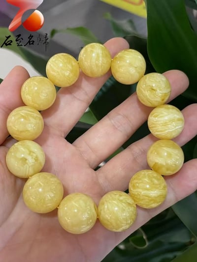 臻藏品 頂級蜜蠟俄料白花手串 奶白級別18.3mm手珠3