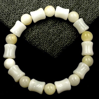 台灣現貨 佛教七寶之一 純天然硨磲整料車製 無硨磲粉黏劑合成 【硨磲系列】10mm/12mm/20mm/古珠/圓珠項鍊/保健球/如意6