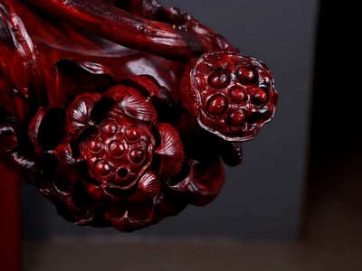 印度小葉紫檀整料雕製【果盤-蓮生貴子】2