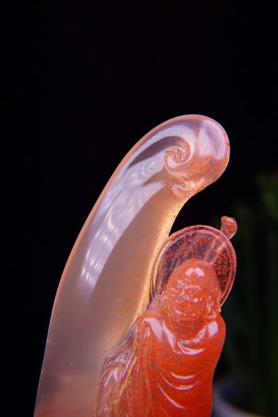 收藏級!極品水洞桃花擺件【菩提達摩】5