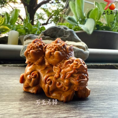 嚴選焦糖味高油城口崖柏料 《貔貅聚寶，生生不息》5