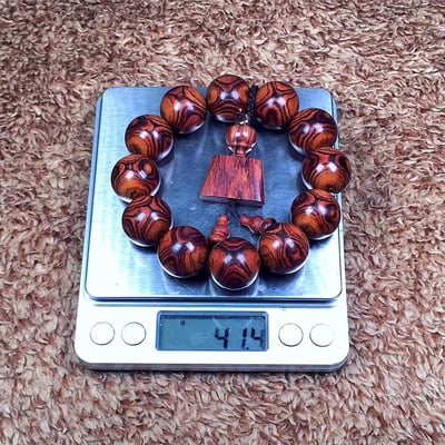 海南黃花梨  野生老乾料 京劇臉譜+X紋對眼鬼臉20mm手珠 重量41.4克7