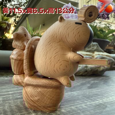 櫸木精雕禮品【卡皮巴拉磁吸8件套】1