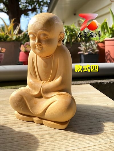 石至名歸 台灣現貨 檜木精雕作品【小沙彌】單個任選700元 附精美收藏禮盒5