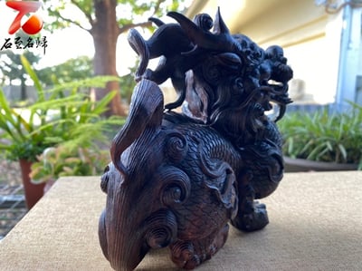 印度小葉紫檀雞血紅泥料【鎮宅招財降瑞-麒麟】2