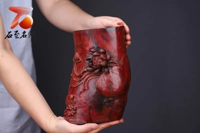 印度小葉紫檀【連年有餘筆筒】7