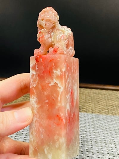 巴林粉凍雞血石印章9