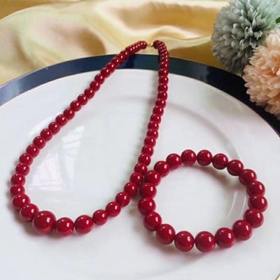 紅珊瑚項鍊+10mm手珠套組2