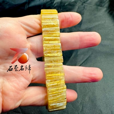 一物一拍｜天然巴西順絲鈦晶水晶手排 寬15.7mm 手圍19公分1