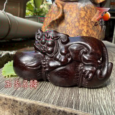 天然 印度小葉紫檀高油密滿金星樹心料 湘工手作【棲財伏貅】4