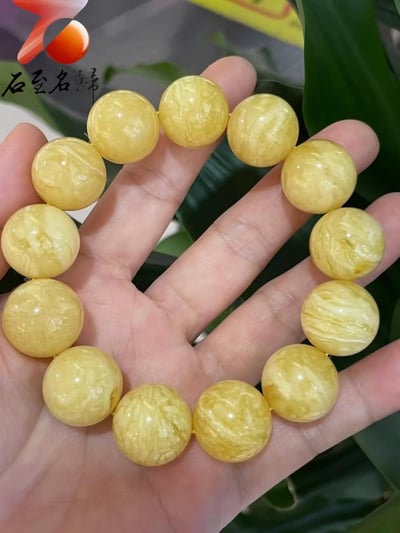 臻藏品 頂級蜜蠟俄料白花手串 奶白級別18.3mm手珠4