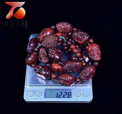 臻品 海南黃花梨老料紫油梨十八羅漢 重量122.8克7