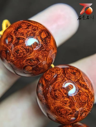 印度小葉紫檀 老料爆滿特殊瘤疤20mm手珠【招財進寶】8