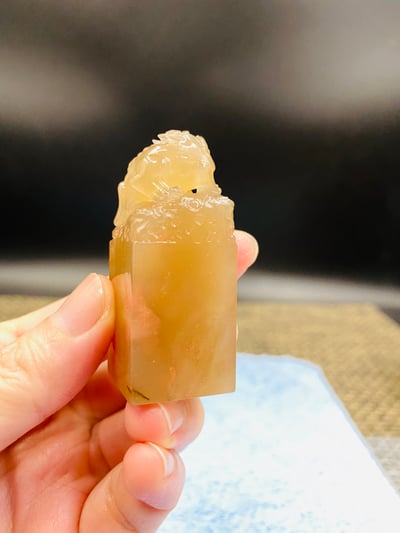 玻璃凍石巴林雞血印章5