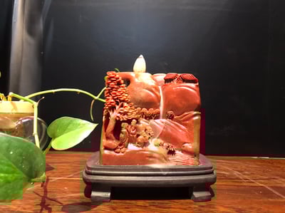 壽山石擺件【松下雅聚倒流香】2