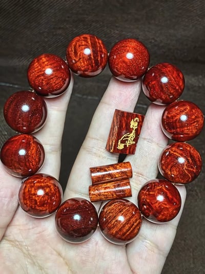 印度小葉紫檀20mm 瘤疤+金星【佛手】8