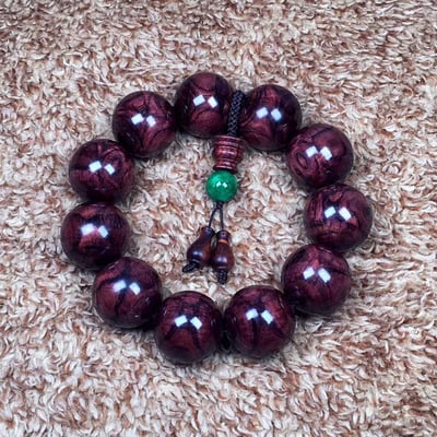 海南黃花梨野生紫油梨 X紋對眼鬼臉25mm手珠 重量75.8克4