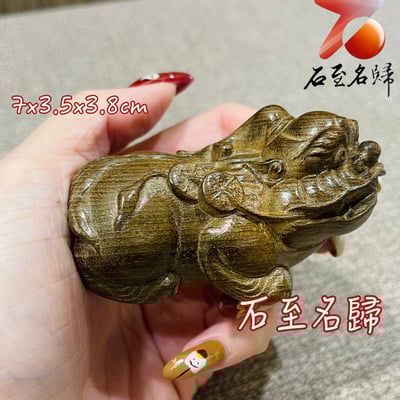 天然金絲楠木小葉楨楠｜嚴選烏木老料（陰沉綠料）【首財貔貅】1