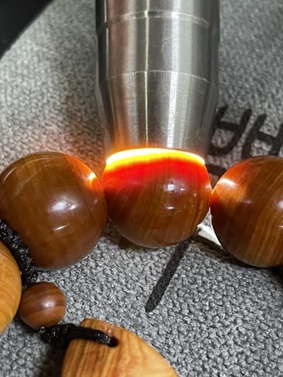 城口崖柏玉化虎皮紋透光20mm手珠(20mm x 12顆）2