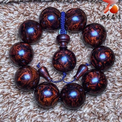 臻藏 海南黃花梨老料 芝麻花精品25mm手珠 重量89.5克7