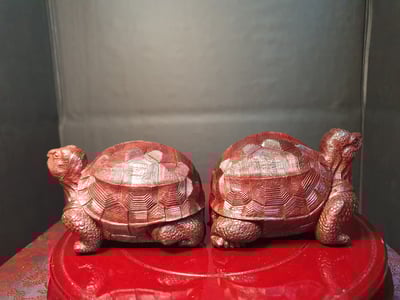 印度小葉紫檀精工【長壽龜】一對3