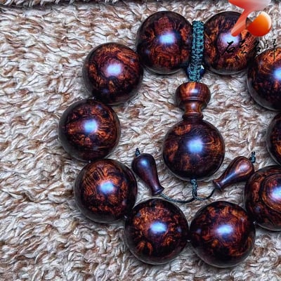 臻藏 海南黃花梨老料 芝麻花精品25mm手珠 重量87.4克3