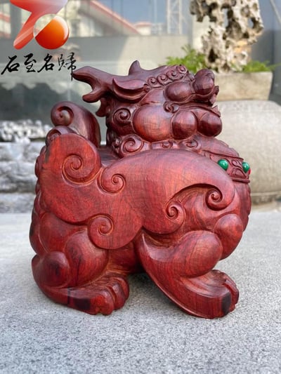 印度小葉紫檀高油密老料純手工製【如意招財貔貅】1