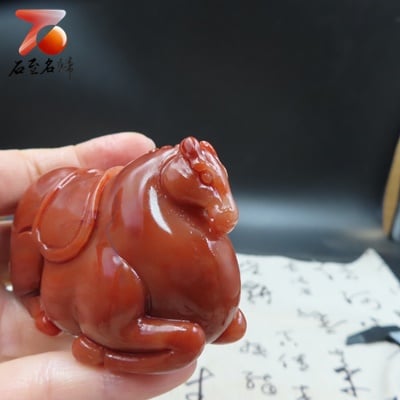 老撾結晶朱砂石【唐馬手把件】4