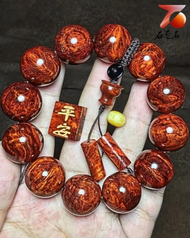 印度小葉紫檀 老料黃金底瘤疤 20mm×12顆【平安】1