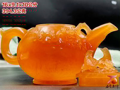 正宗青海凍石 手工雕刻 【花鳥壺】附精美收藏禮盒7