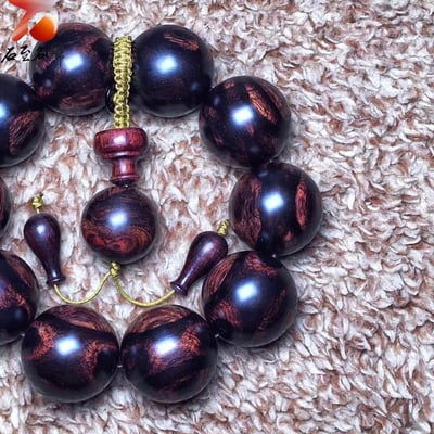海南黃花梨 限量一木二串 絕品紫油梨熊貓對眼 25mm手珠 重量77.8克 / 76.7克4